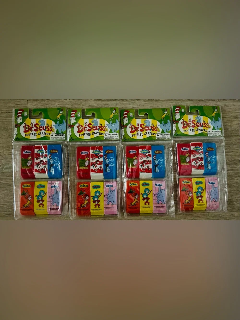 24 Dr. Seuss “Cat in the Hat” Erasers, 4 packs of 6 erasers